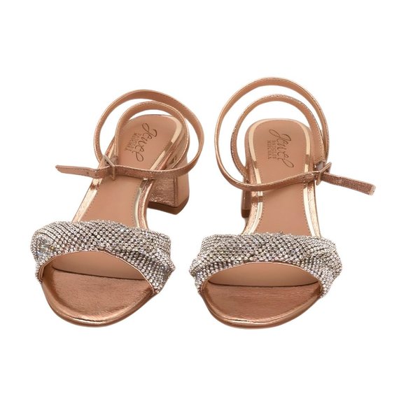 Jewel Badgley Mischka Ansley Metallic Mesh Block Heel Size 6.5 - Picture 5 of 6